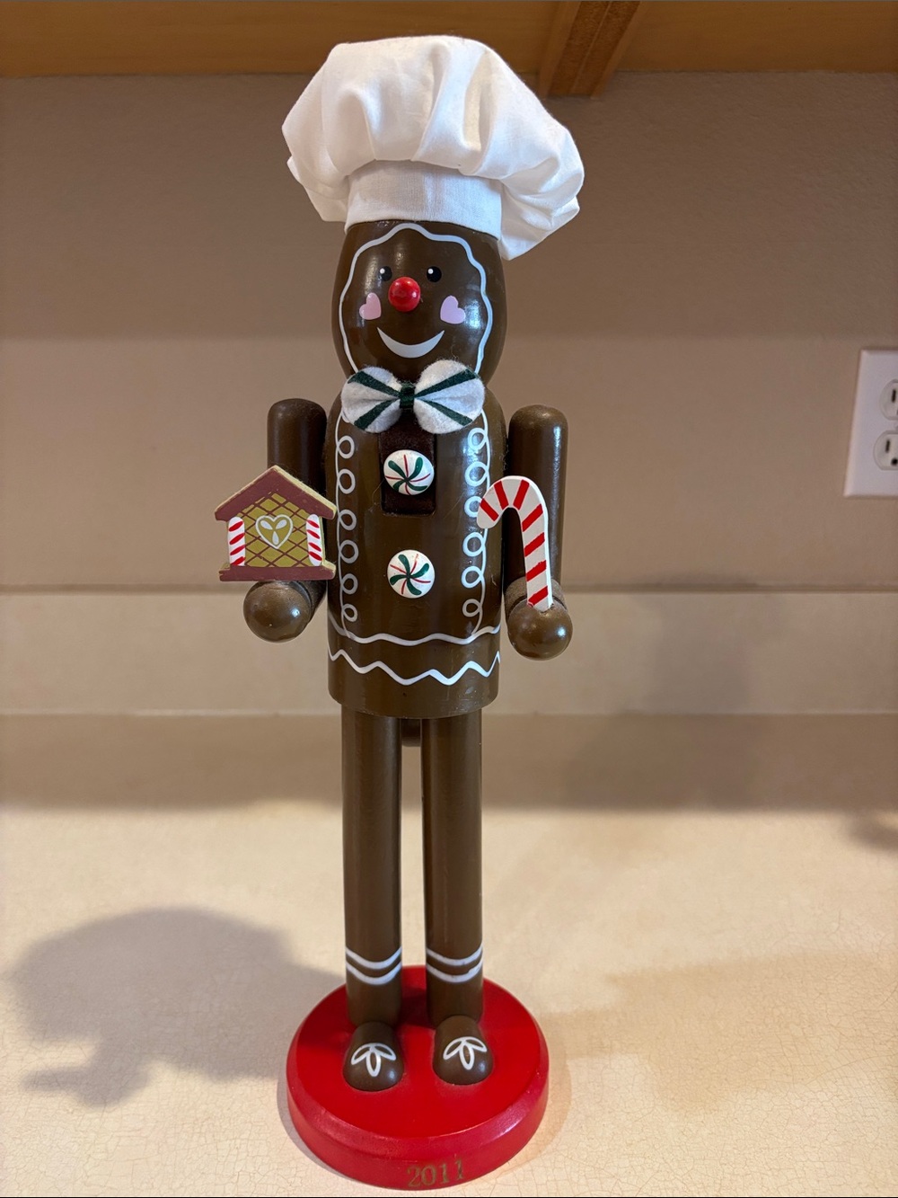 Sears Gingerbread Chef Nutcracker in Brown, White and Red